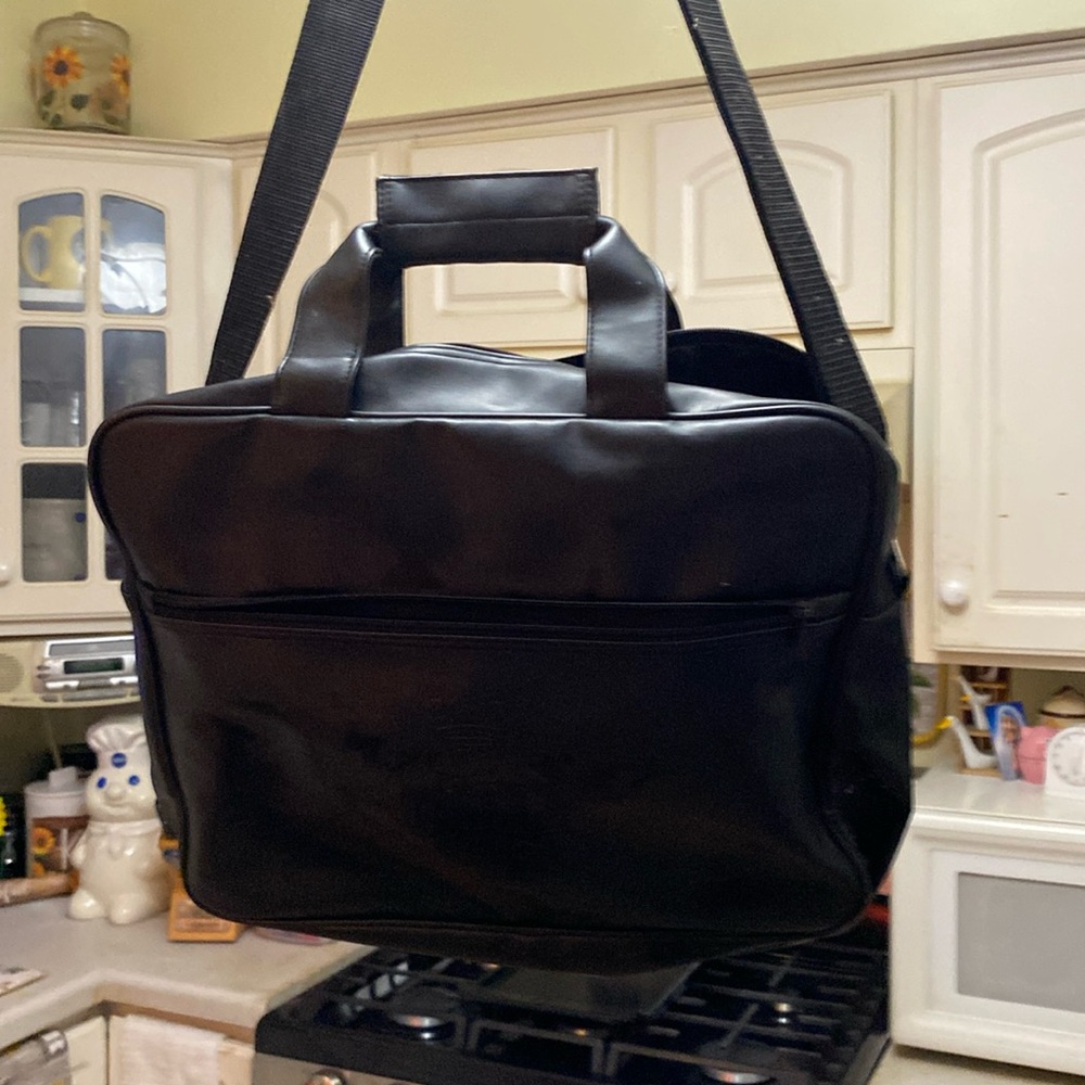 A black tote bag or carryon